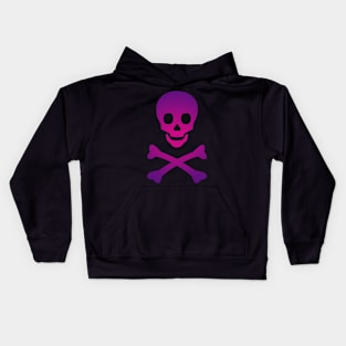 Skull and Crossbones Pirate Flag Hot Pink Purple Gradient Kids Hoodie